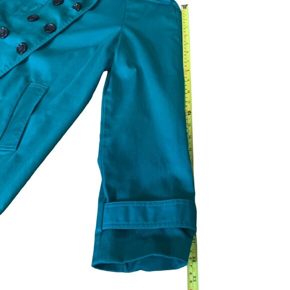 Daisy Fuentes Women's Green  Double-Breasted Trench Coat Size L lined - Picture 9 of 9
